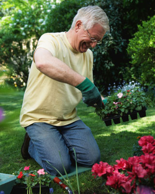 Man working in his garden